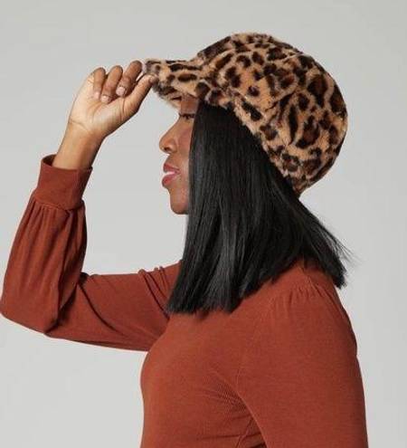 Pacific&Co Women's Leopard Faux Fur Baker Boy Cap San Diego Hat  OS