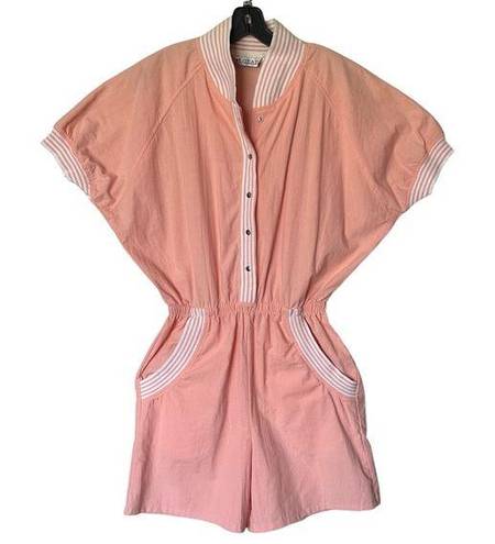 One Piece Vintage 80s 90s Peach  Romper Large