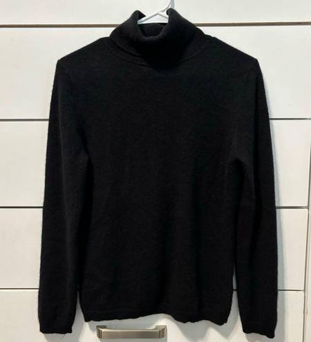 Garnet Hill  Essential Cashmere Turtleneck Sweater Black