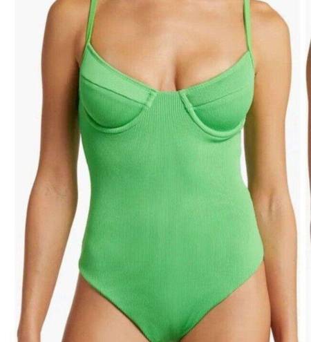 Kulani Kinis Ribbed Underwire One-Piece Swimsuit in Green Size Small Women’s