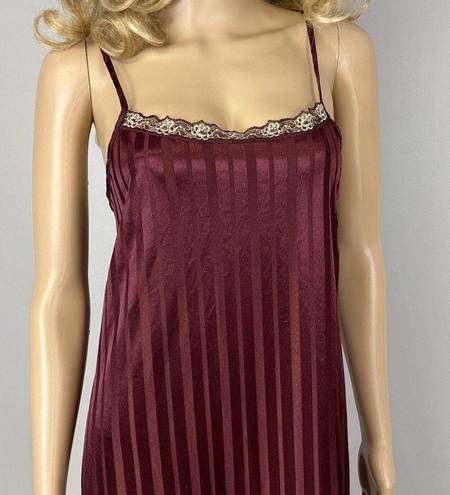 Petra Fashions Vintage  Size Medium Chemise Shimmer Stripes Burgundy Nighty Dress