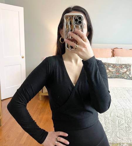 Beyond Yoga Black Surplice Wrap Long Sleeve Top