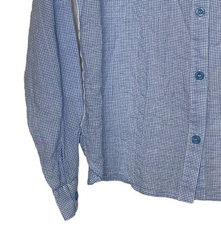 UGG  Button Up Shirt Size XS Blue Check White Back Stretch Roll Tab Sleeves