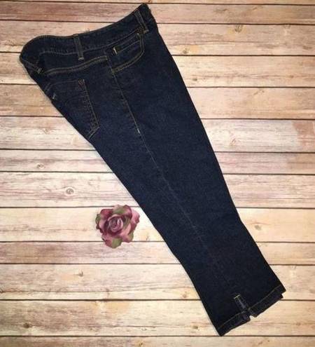 DKNY  Dark Wash Denim Side Slit Capris 4