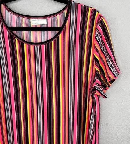 Brooks Bobbie  Multi-Color Knee Length Rainbow Striped T-Shirt Shift Dress XL