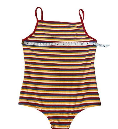 Madewell  Ribbed Spaghetti-Strap Thong Bodysuit in Rainbow Stripe