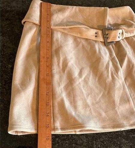 Lovers + Friends  Revolve Mini Skirt Faux Suede Belted Khaki Size Small NWOT