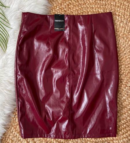 Forever 21 Plus Burgundy Leather Skirt 0X New