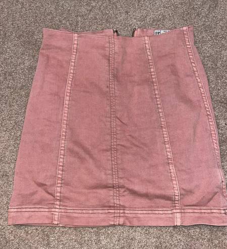 Free People Pink Denim Skirt