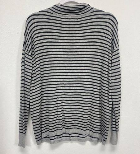 Workshop  womens pullover cowl neck gray black striped sweater size small