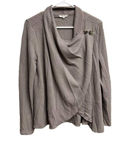 Maurice's  Solid Gray Front Button Asymmetrical Cardigan Size Large NWT