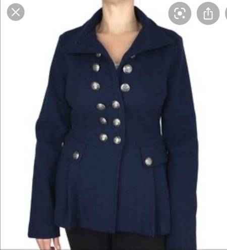 Free People  Wool Peplum Military Pea Coat Navy Size 0