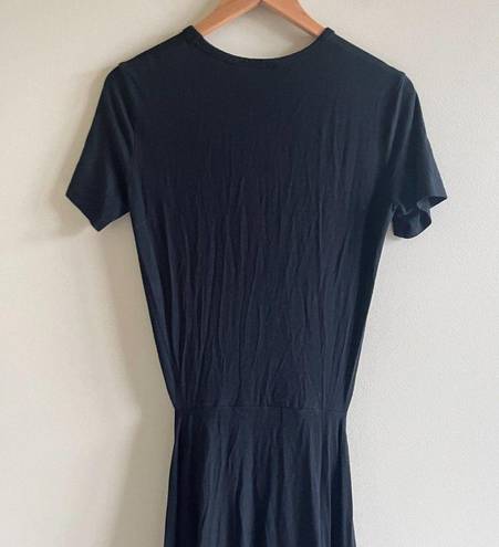 Wilfred Free  Aritzia Black Bair T-Shirt Dress Tie Front Wrap Short Sleeve Size S