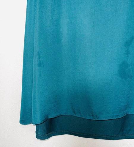 The Loft  Teal Ruffle High Neck Tie Back Tank Top