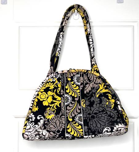 Vera Bradley Retired Yellow Black "Baroque" Eloise Kisslock Satchel Handbag