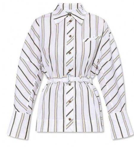 Ganni  NWT White Stripe Button Down Blouse