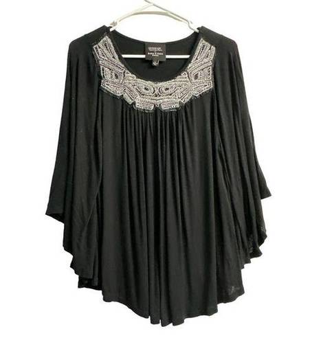 Romeo + Juliet Couture Gossip Girl x  Black Silver Blouse Size Large GUC #1195