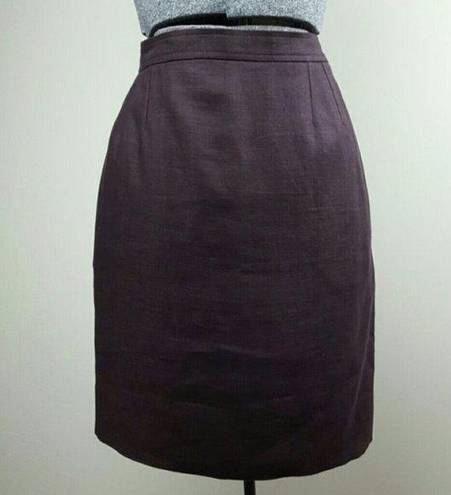 Saint Laurent Yves  Pencil Skirt EU 44 Vintage Wool Flax Purple Designer Luxury