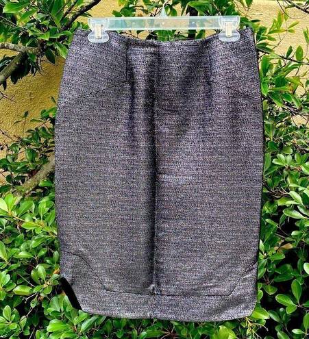 Johnathan Simkhai Black & Silver Metallic Shimmer Pencil Skirt. Size 8. EUC!