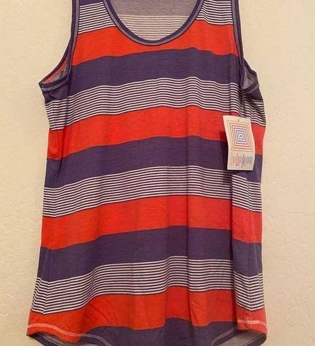 LuLaRoe  Color Block Stripes L Tank Striped Pink/Red Purple White NEW