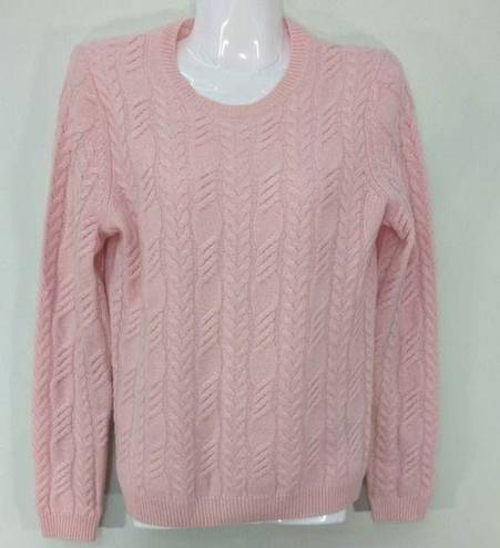 Brooks Brothers  346 Pink Cable Knit Pure Cashmere Crew Neck Pullover Sweater S