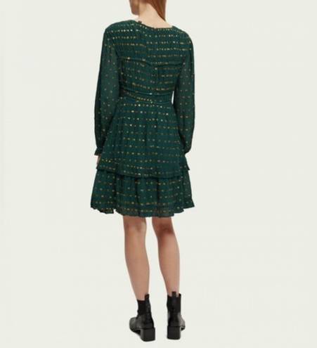 Scotch & Soda Ruffled Long Sleeved Jacquard Mini Dress