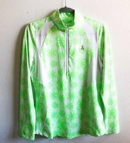 Cutter and Buck Annika  Windbreaker Atmosphere Neon Green & White Half Zip Sz M NWT