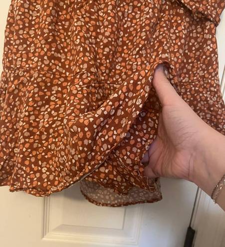 American Eagle Rust Leopard Belted Skirt