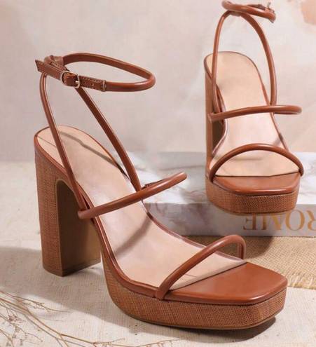 Brown Platform Sandal Heels Size 6.5