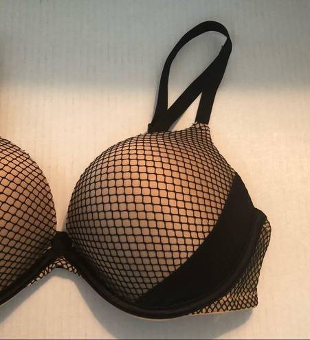 Frederick's of Hollywood Frederick’s of Hollywood Bra Heartthrob Fishnet Full Figure Black Tan Sz 36C EUC