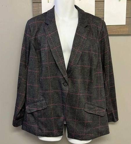 Torrid  Plaid Grey/Black/Purple One Button Aline Blazer- Size 3/3XL- NWOT