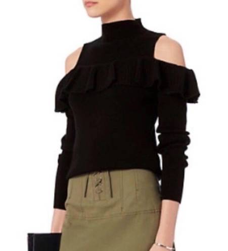 Intermix  Kendall Ruffle Cold Shoulder Sweater -Black - Large