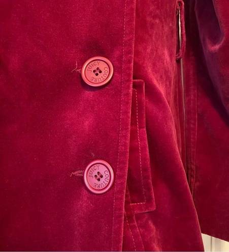 Juicy Couture  Magenta Red Velvet Vintage Pea Coat