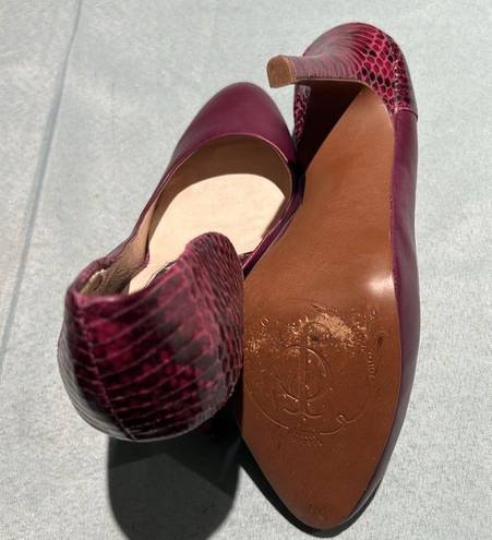 Juicy Couture  Leather Plum & Python Heels Size 7.5.  B56