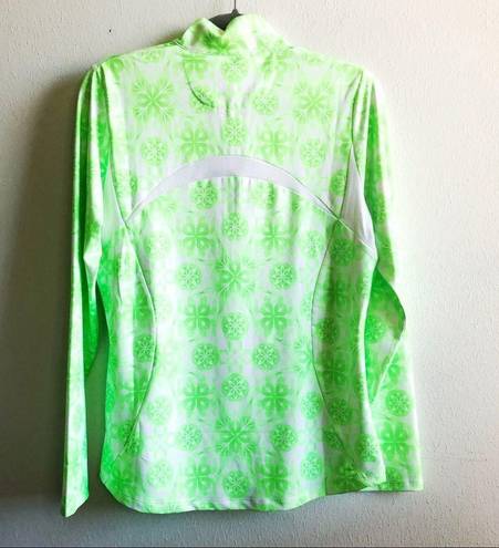 Cutter and Buck Annika  Windbreaker Atmosphere Neon Green & White Half Zip Sz M NWT