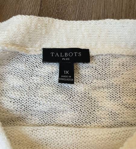 Talbots Plus Boatneck Sweater 3/4 sleeve cream rainbow stripe Women’s size 1X