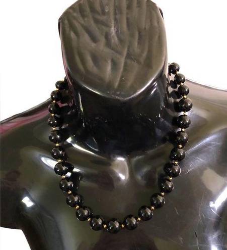 Monet Vintage  black beaded costume necklace signed