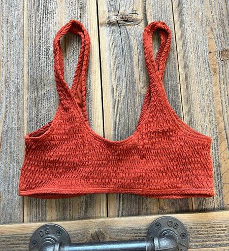 Cabana Del Sol  Smocked Terracotta Orange Bikini Top size M Medium Padded