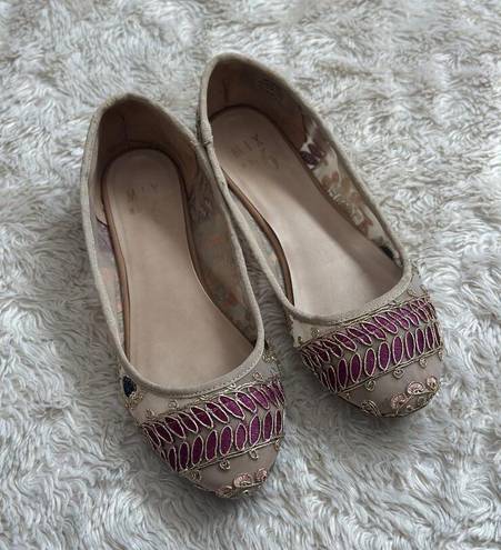 mix no. 6 Sz 7 Mesh Embroidered  Ballet Flats Nude Pink Purple