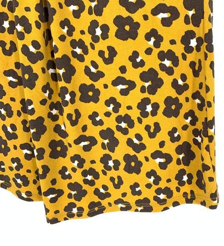 Carmen Marc Valvo Carmen Top Women's Size Large Yellow Floral Leopard Print Tank Blouse Knot Front