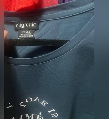 City Chic All Heart Tee NWOT 22/24 XXL Pretty Teal Color