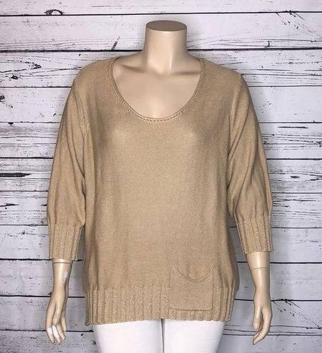 Hemline Avenue NWT Size 22/24 Tan with Gold Shimmer High-Low  Sweater Top