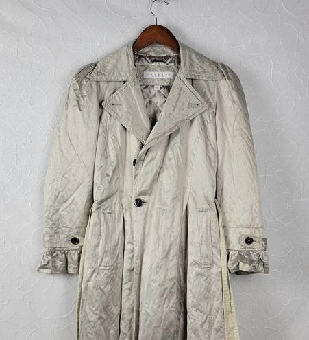 Laundry by Shelli Segal  Womens Trench Coat Size M Cream Sheen Belted Quilt Lined