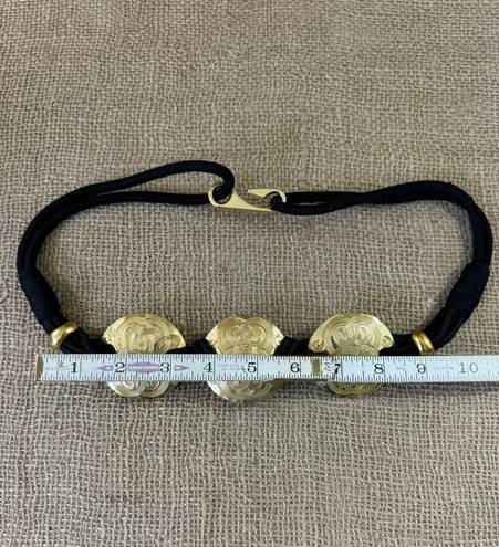 Vintage Black Rope Stretch Belt With Gold Toned Hardware 30