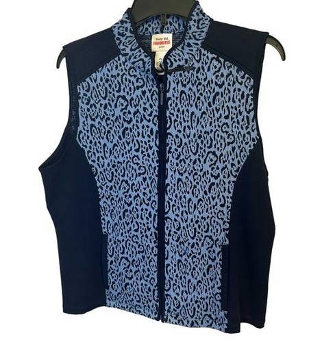 Ruby  Road blue stretch full zip leopard print Petite Large ladies vest NEW