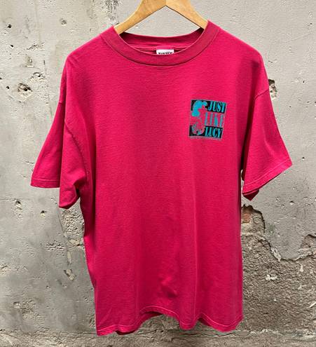 Tultex Vintage 90s Just Like Lucy Peanuts Do I Care? Pink Double Sided Graphic Tee XL