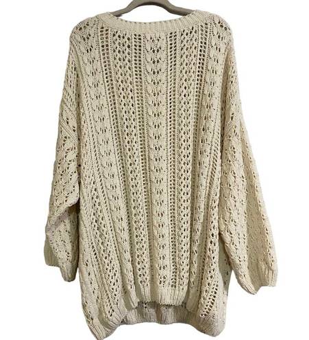 Umgee  Crochet Sweater Open Knit Size 1X Cream Pullover