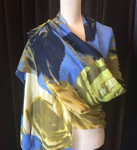 Cynthia Rowley Navy, Gold and Green large wrap scarf