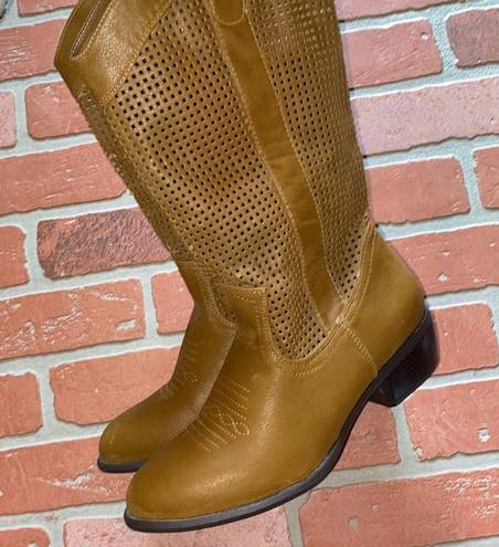 sbicca  selena tan western eyelet cutout boots