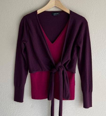 Club Monaco  V neck two tone tied front wool blend sweater size XS